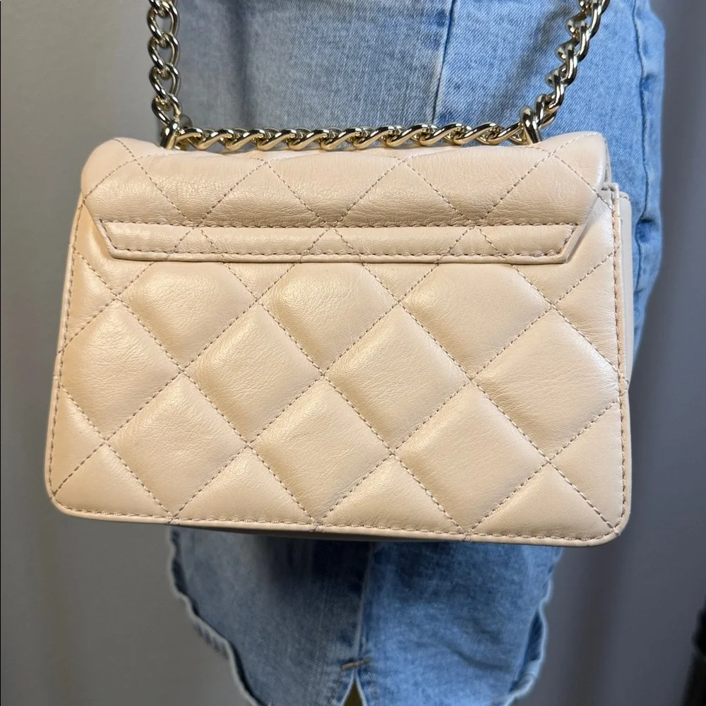 Kate Spade Quilted Leather Crossbody‎ Bag Pink Gold Chain Shoulder Bag